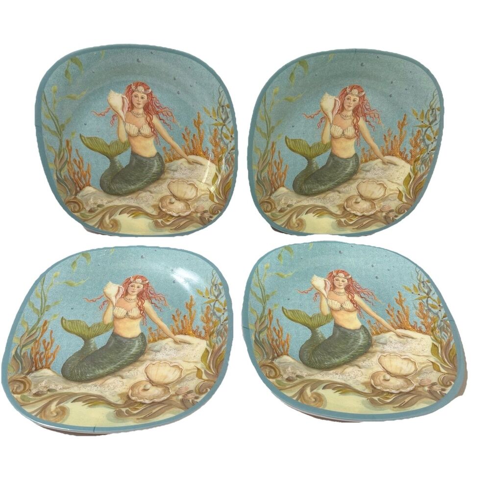 Vintage Certified International Kate Mcrostie Melamine Mermaid Set 13 Pcs. - Picture 4 of 16